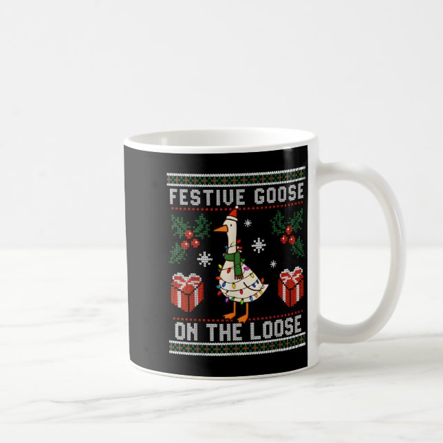 Mug Festive Goose On The Loose Funny Ugly Sweater Chri (Droite)
