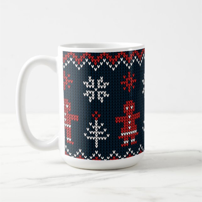 Mug Festive Knitted Snowflakes gingerbread pattern  (Gauche)