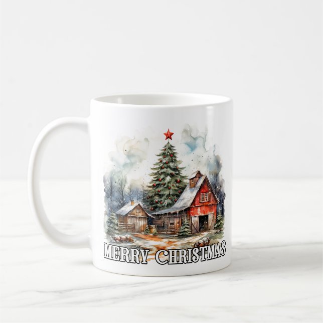 Mug Festive Merry Christmas Country Farmhouse (Gauche)