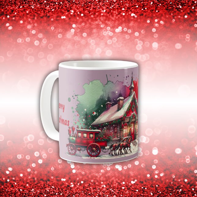 Mug Festive monogramme Noël sur lilas | (Créateur téléchargé)