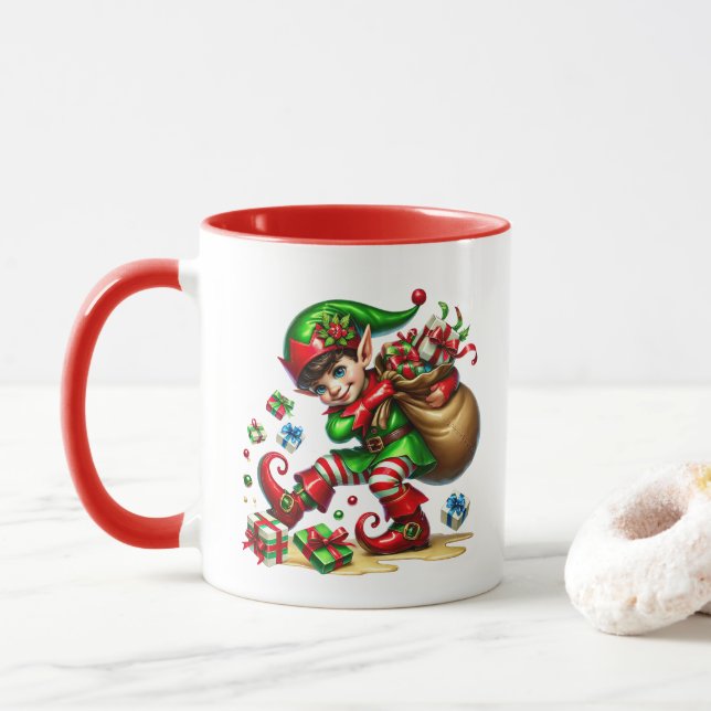 Mug Festive Noël Père Noël Helper (Avec donut)