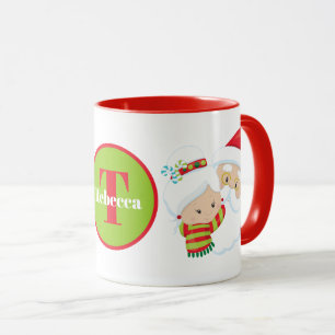 Mug Festive Père Noël et Mme Claus ajoutent le nom