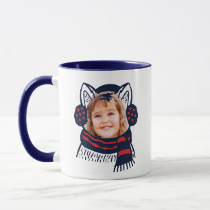Mug Festive Plaid Kitty Chat Caractère Photo Holiday