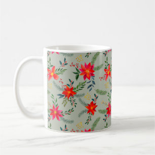 Mug Festive Rouge Poinsettia Noël Floral