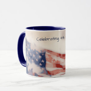 Mug Fête 4 juillet - Aquarelle USA Drapeau