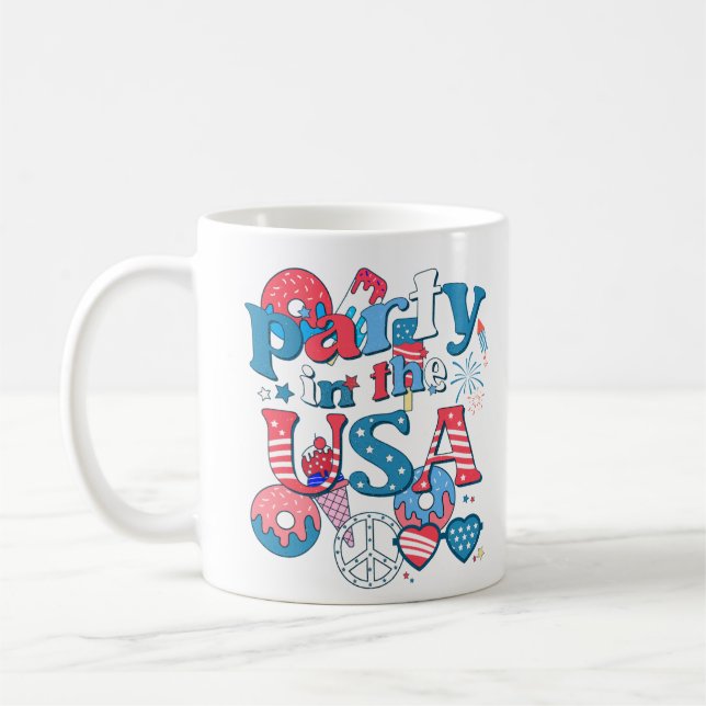 Mug Fête Aux Etats-Unis - Été Américain 4 Juillet (Gauche)