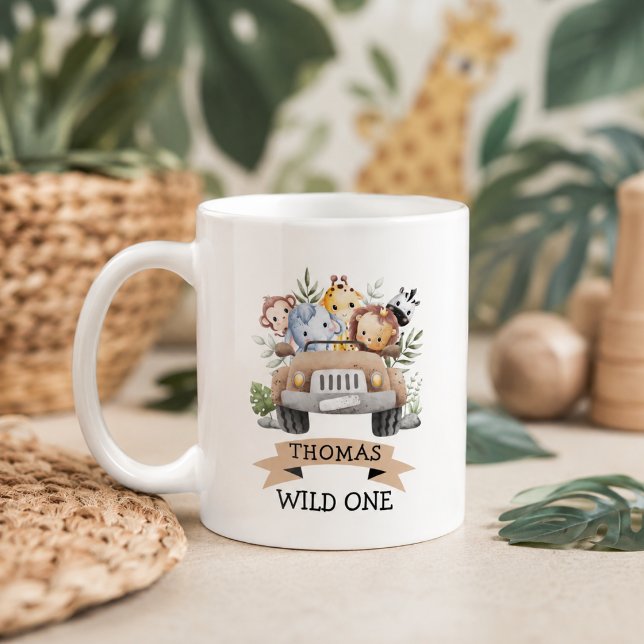 Mug Fête d'animaux de safari dans la jungle tropicale (Tropical Jungle Safari Animals Party Coffee Mug)