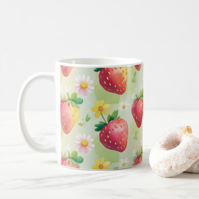 Mug Fête d'anniversaire aux fraises mignonnes (Avec donut)