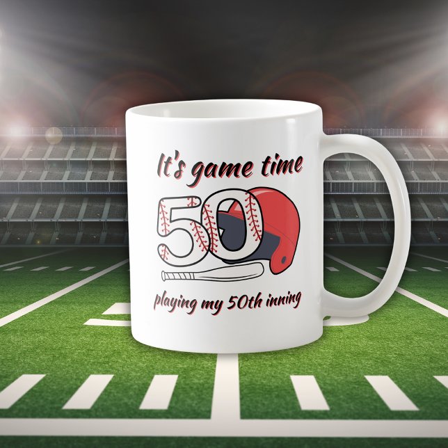 Mug Fête d'anniversaire de baseball pour son 50e match (Créateur téléchargé)