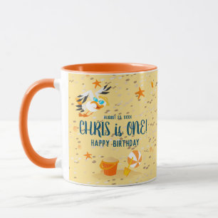 Mug Fête d'anniversaire de bébé garçon sur la plage av