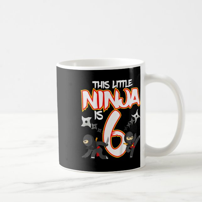Mug Fête d'anniversaire de ninja de 6 ans pour enfants (Droite)