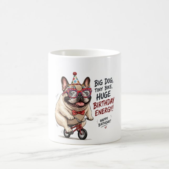 Mug Fête d'anniversaire de vélo de Bouledogue Français (Centre)