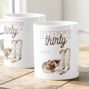 Mug Fête d'anniversaire Dirty Thirty Cowgirl Western 3