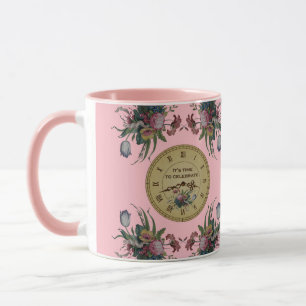 Mug Fête d'anniversaire Horloge vintage avec fleurs