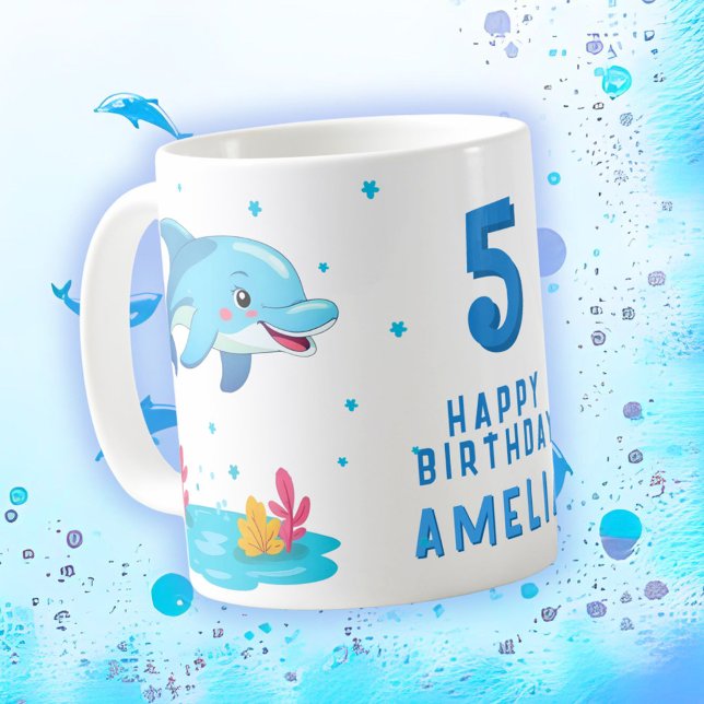 Mug Fête d'anniversaire pour enfants Animaux de mer Da (Créateur téléchargé)