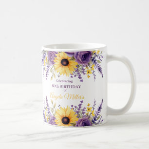 Mug Fête de 60e anniversaire de floraison violette