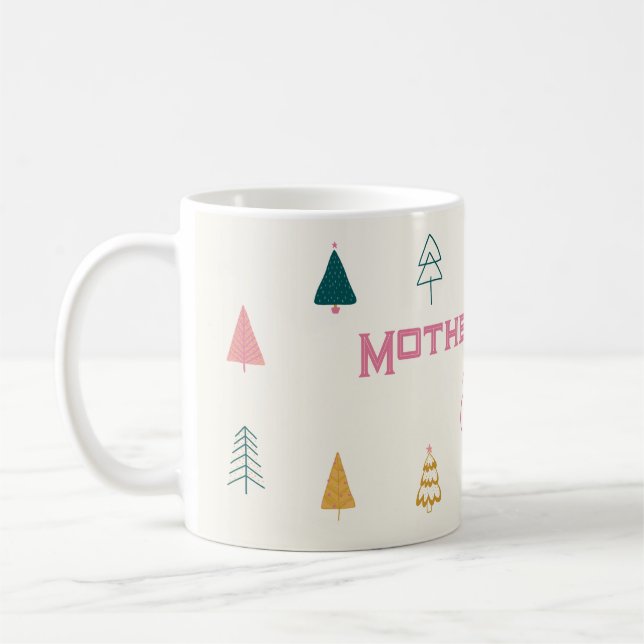 Mug Fête de Bébé Arbre de Noël Rose et Vert Fantaisist (Gauche)