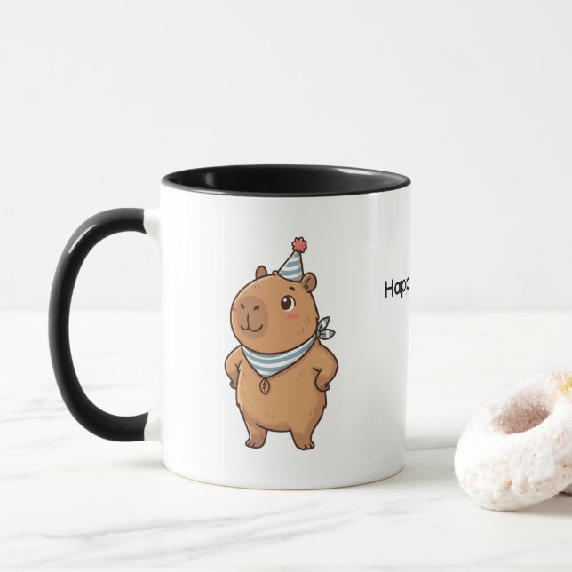 Mug Fête de Capybara Mignon | Célébration d'Animal (Avec donut)