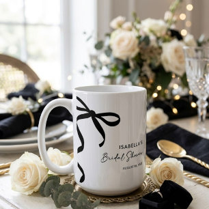 Mug Fête de Fiançailles de Ruban Noir Elle Noue le Nœu