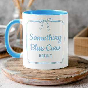 Mug Fête de la mariée d'une demoiselle d'équipage bleu