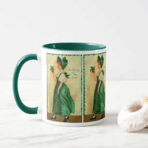 Mug Fête de la Saint-Patrick vintage : jeune femme por