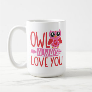 Mug fête de la Saint-Valentin coeur embrasser le hibo