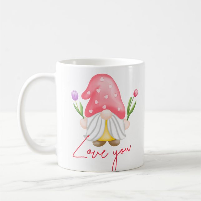 Mug Fête de la Saint Valentin gnome personnalisée (Gauche)