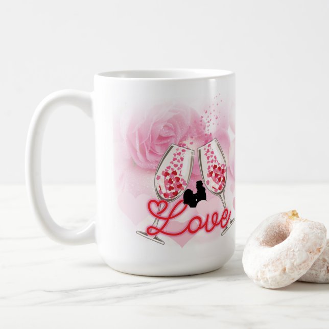Mug Fête de la Saint-Valentin rose élégant (Avec donut)