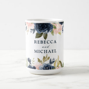 Mug Fête de l'engagement des Mariages floral blanc et