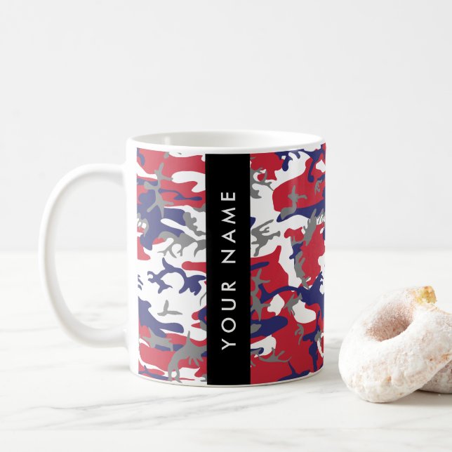 Mug Fête de l'Indépendance Camouflage Votre nom Person (Avec donut)