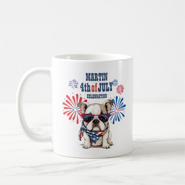 Mug Fête de l'Indépendance du 4 juillet Rouge Blanc Bl (Gauche)