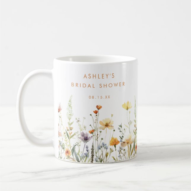 Mug Fête de mariage champêtre avec fleurs sauvages (Gauche)