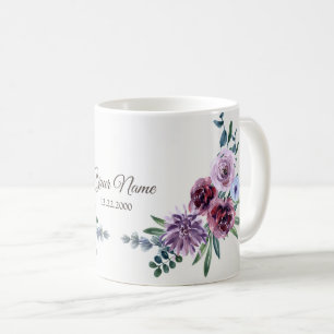 Mug Fête de mariage géométrique florale à l'aquarelle 