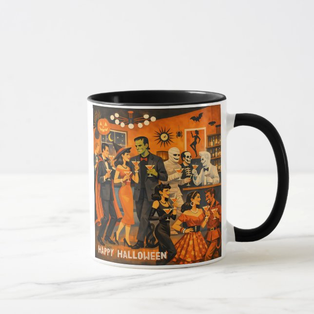 Mug Fête de martini d'Halloween en style Mid Century M (Droite)