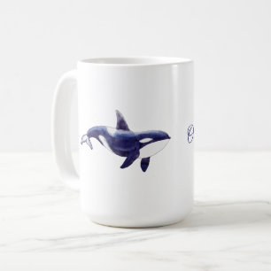 Mug Fête de naissance baleine orque aquarelle