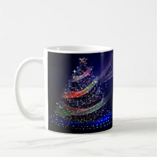 Mug Fête de Noël Arbre coloré Marine Bleu Rustique