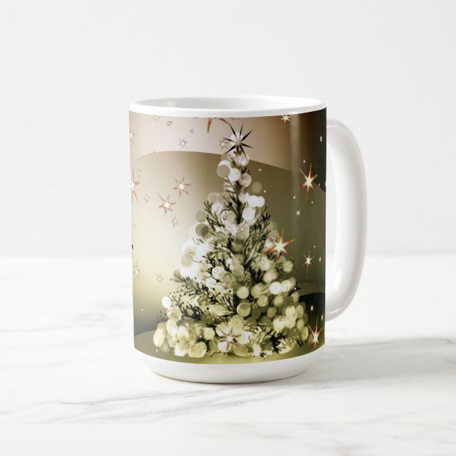 Mug Fête de Noël Arbre d'Or brillant Étincelles (Devant droit)