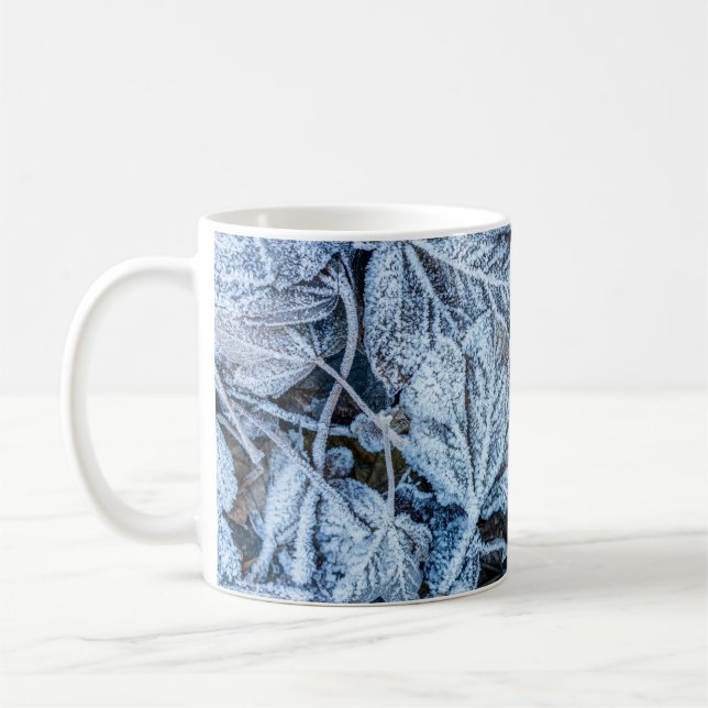 Mug Fête de Noël Bleu Feuille Vacances de neige hiver (Gauche)