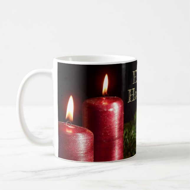 Mug Fête de Noël Bougies rouges Vacances d'hiver (Gauche)