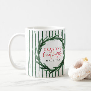 Mug Fête de Noël de la couronne et de la bande d'aquar