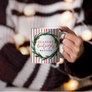 Mug Fête de Noël de la couronne et de la bande d'aquar