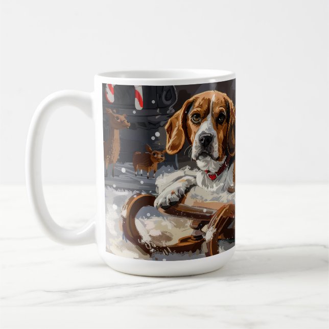 Mug Fête de Noël du chien beagle (Gauche)