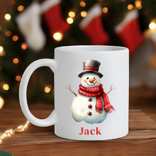 Mug Fête de Noël personnalisée Rouges Snowman