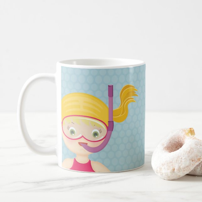 Mug Fête de Plage de Fille de Snorkeling (Avec donut)