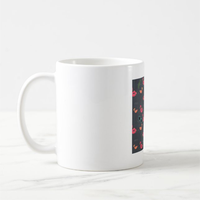 Mug fête de plage flamant rose noir été (Gauche)