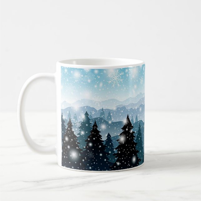 Mug Fête des Fêtes de Noël Pins d'hiver (Gauche)