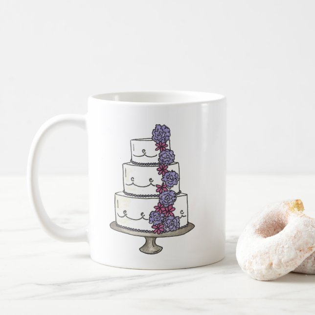 Mug Fête des mariées de gâteau Mariage Floral personna (Avec donut)
