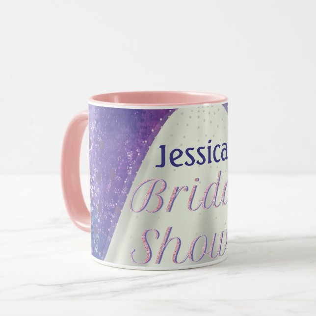 Mug Fête des mariées Mariage Gown violet & Rose Gold G (Devant gauche)