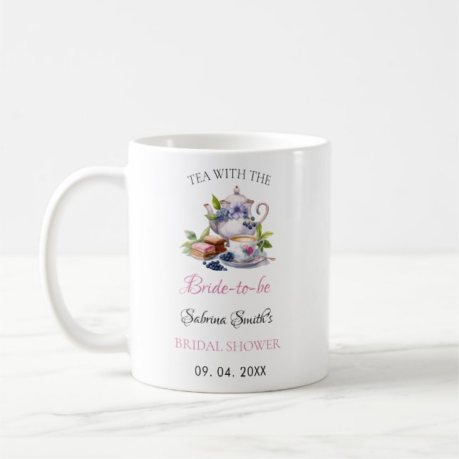 Mug Fête des mariées Tea Party Fleur sauvage rose (Gauche)
