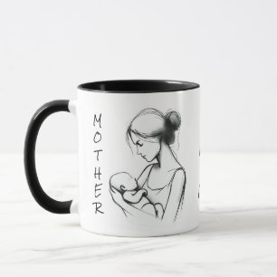 Mug Fête des mères Amour maman et bébé Croquis moderne